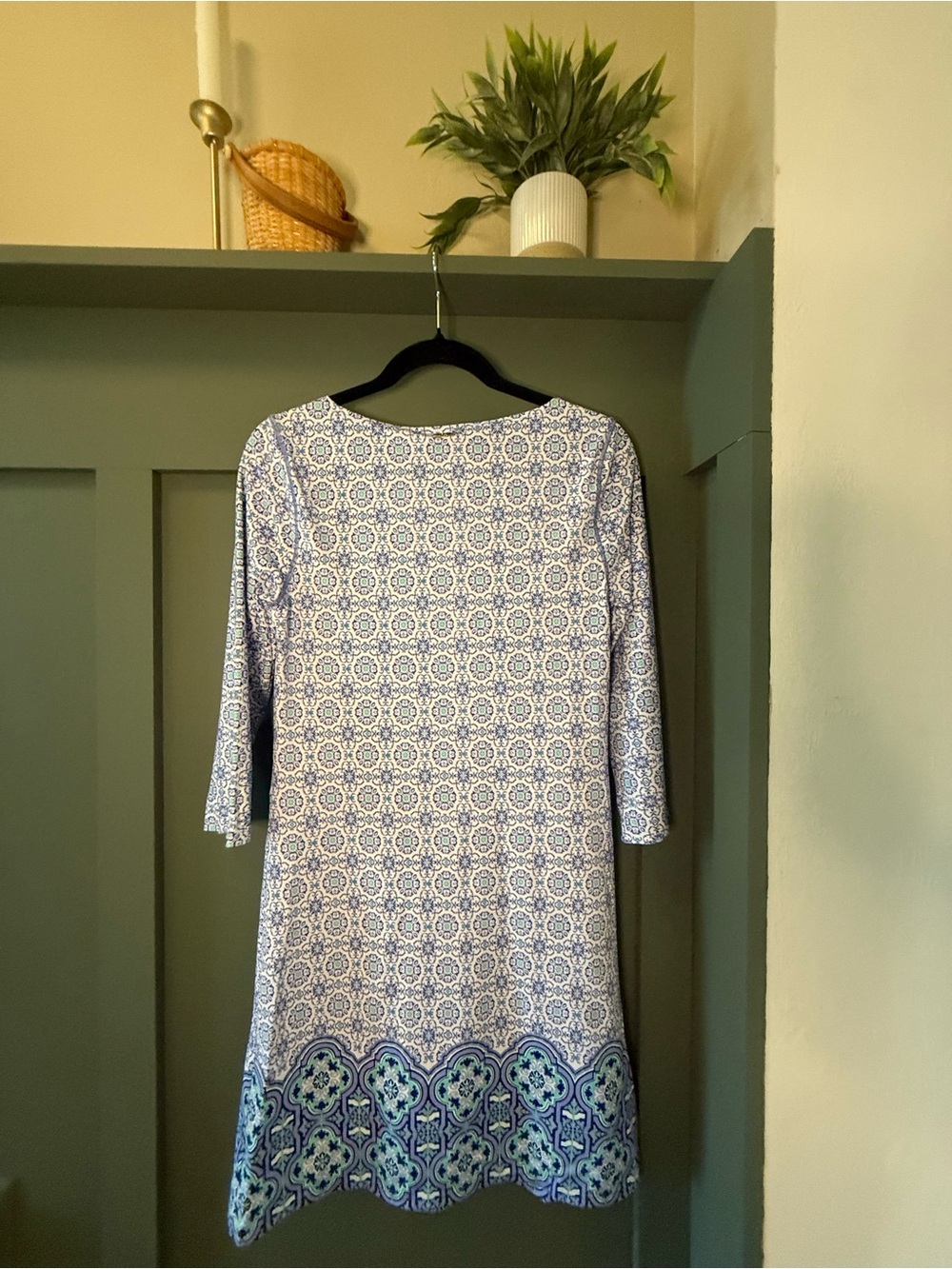 Cabana Life Blue and White Geometric Border Midi Dress - Picture 2 of 4